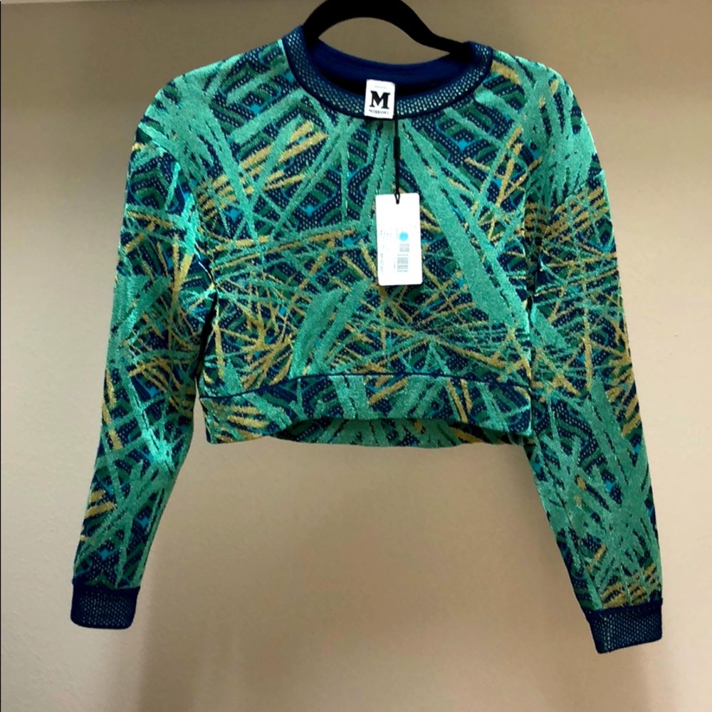 Missoni long-sleeved metallic crop top